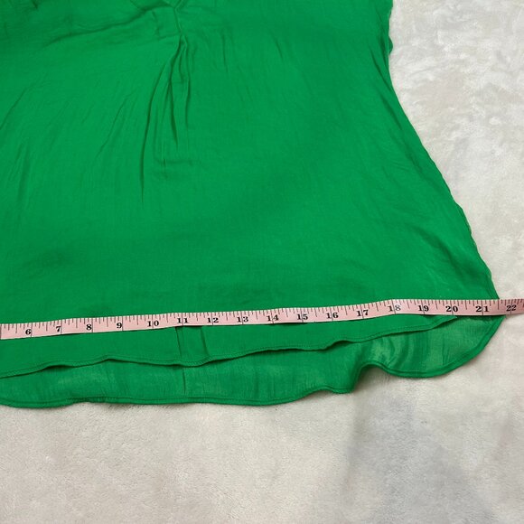 Bright Green Rachel Ray V Neck Blouse Cap Sleeve Size Medium - Picture 5 of 11